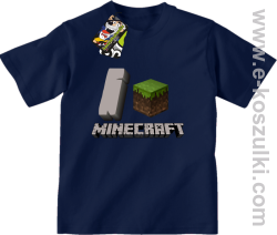 I love Minecraft - koszulka dziecięca granatowy