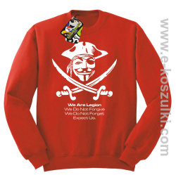 Anonymous We are Legion We Do Not Forget We Do Not Forgive Expect Us - bluza bez kaptura STANDARD czerwona