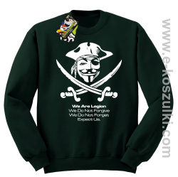 Anonymous We are Legion We Do Not Forget We Do Not Forgive Expect Us - bluza bez kaptura STANDARD butelkowa