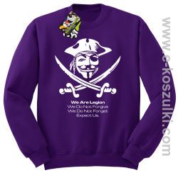 Anonymous We are Legion We Do Not Forget We Do Not Forgive Expect Us - bluza bez kaptura STANDARD fioletowa