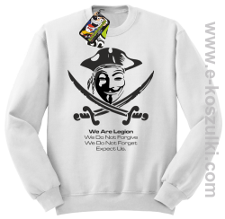 Anonymous We are Legion We Do Not Forget We Do Not Forgive Expect Us - bluza bez kaptura STANDARD biała