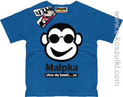 Małpka chce się bawić koszulka dziecięca - niebieski