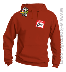 Hello my name is dad - bluza z kapturem pomarańczowy