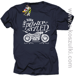 Motor I was born power styled - koszulka męska granatowa