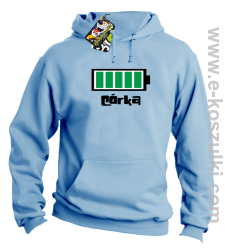 Córka Bateria 100% - bluza z kapturem błękitna