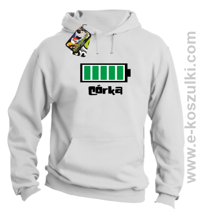 Córka Bateria 100% - bluza z kapturem biała