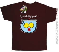 Rybka lubi pływać - koszulka dziecięca brązowa