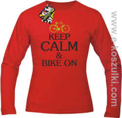 Keep Calm & Bike On - longsleeve męski czerwony