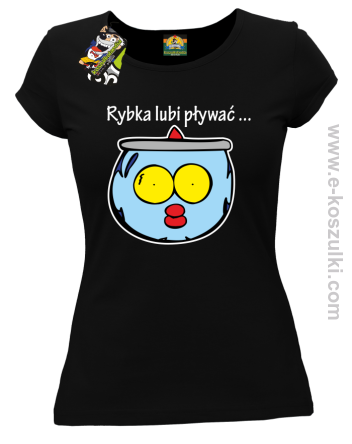Rybka lubi pływać - koszulka damska czarna