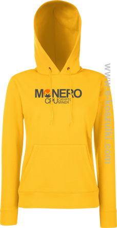 MONERO CPU CryptoMiner - bluza damska z kapturem żółta