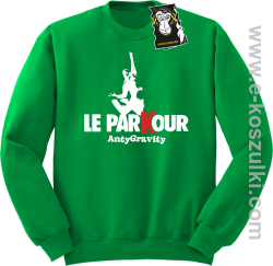Le parkour anty gravity - bluza dla sportowca bez kaptura zielona