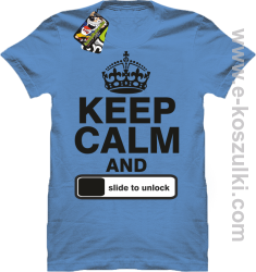 Keep calm and slide to unclock - koszulka męska błękitny