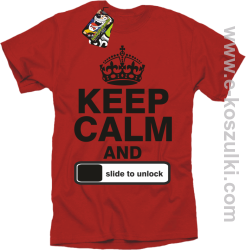 Keep calm and slide to unclock - koszulka męska czerwony