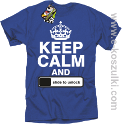 Keep calm and slide to unclock - koszulka męska niebieski