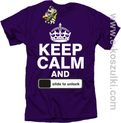 Keep calm and slide to unclock - koszulka męska fioletowy