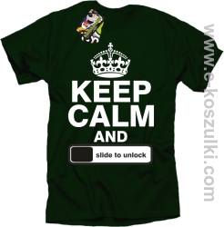 Keep calm and slide to unclock - koszulka męska butelkowy