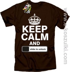 Keep calm and slide to unclock - koszulka męska brązowy