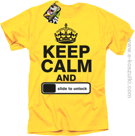 Keep calm and slide to unclock - koszulka męska żółty