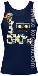 I love 80`s mix tape kaseta magnetofonowa - top damski granatowy