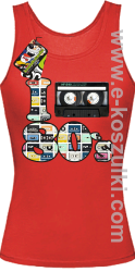 I love 80`s mix tape kaseta magnetofonowa - top damski czerwony