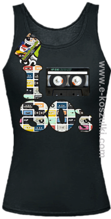 I love 80`s mix tape kaseta magnetofonowa - top damski czarny
