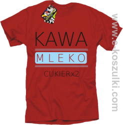 Kawa mleko cukier - koszulka męska czerwona