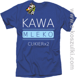 Kawa mleko cukier - koszulka męska niebieska