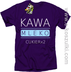 Kawa mleko cukier - koszulka męska fioletowa