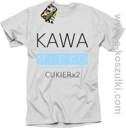 Kawa mleko cukier - koszulka męska biała