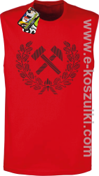 Pyrlik i żelazko Znak Górniczy herb górnictwa Logo - bezrękawnik męski czerwony