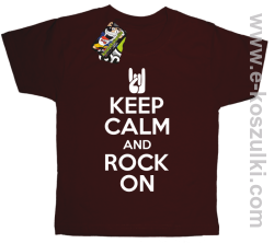 Keep calm and rock on - koszulka dziecięca brązowa
