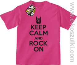 Keep calm and rock on - koszulka dziecięca różowa