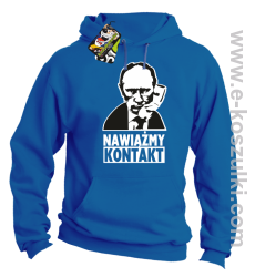 Nawiążmy kontakt Putin - bluza z kapturem niebieski