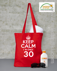 Keep Calm I'm only 30 - ECO torba czerwony