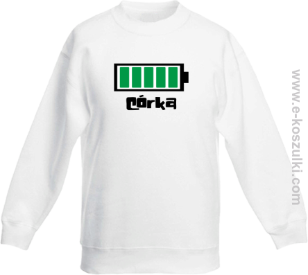 Córka Bateria 100% - bluza bez kaptura dziecięca biała