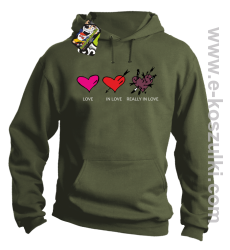 Love In Love Really LOVE - bluza z kapturem khaki