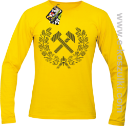 Pyrlik i żelazko Znak Górniczy herb górnictwa Logo - longsleeve  męski żółty