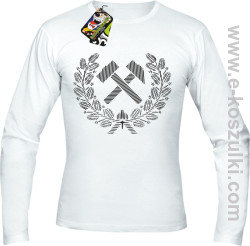 Pyrlik i żelazko Znak Górniczy herb górnictwa Logo - longsleeve  męski biały