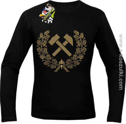 Pyrlik i żelazko Znak Górniczy herb górnictwa Logo - longsleeve  męski czarny