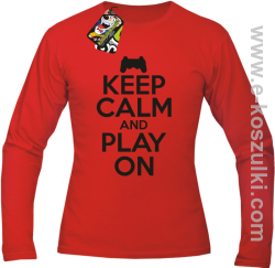 Keep calm and play on konsola - longsleeve męski czerwony