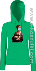 Dama z Gronostajem w okresie pandemii koronawirusa - bluza z kapturem damska zielona