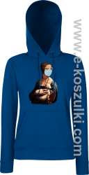 Dama z Gronostajem w okresie pandemii koronawirusa - bluza z kapturem damska granatowa