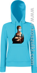 Dama z Gronostajem w okresie pandemii koronawirusa - bluza z kapturem damska azure