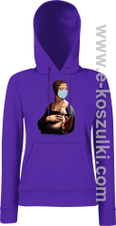 Dama z Gronostajem w okresie pandemii koronawirusa - bluza z kapturem damska fioletowa