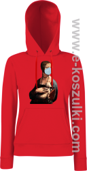 Dama z Gronostajem w okresie pandemii koronawirusa - bluza z kapturem damska czerwona
