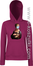 Dama z Gronostajem w okresie pandemii koronawirusa - bluza z kapturem damska burgundowa