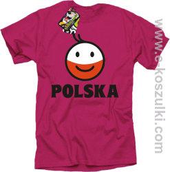 POLSKA Emotik dwukolorowy - koszulka męska różowa