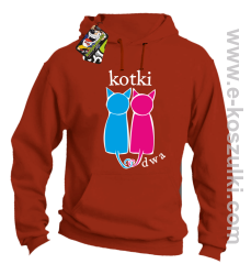 Kotki dwa - bluza z kapturem pomarańczowa