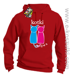 Kotki dwa - bluza z kapturem czerwona