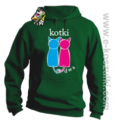 Kotki dwa - bluza z kapturem zielona